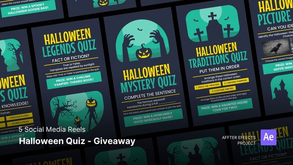 VideoHive Social Media Reels - Halloween Quiz - Giveaway After Effects Template 48590599