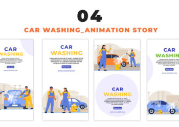 VideoHive Car Washing Flat Character 2D Vector Instagram Story 48660654