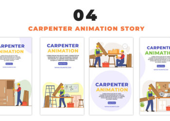 VideoHive Carpenter Working Vector 2D Cartoon Instagram Story 48660857