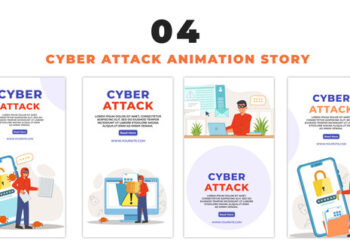 VideoHive Cyber Attack Vector Cartoon Character Instagram Story 48660698