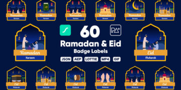VideoHive Ramadan & Eid Lottie Badge Labels 51082065