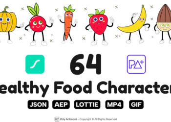 VideoHive Healthy Food Lottie Characters 51983774