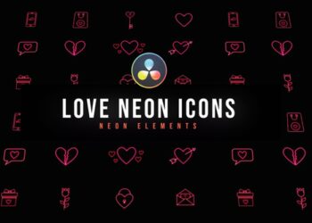 VideoHive Love Neon Icons 47400085