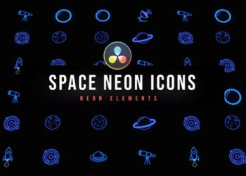 VideoHive Space Neon Icons 47400173