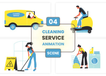 VideoHive Cleaning Service Concept Illustration Scene 52635808