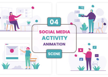 VideoHive Social Media Activity Illustration Animation Scene 52876368