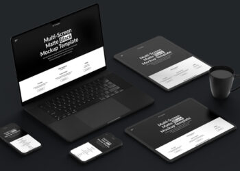 VideoHive Multi Screen Matte Black Screen Mockup Template 53770882