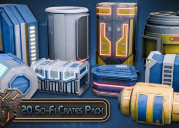 Blender Market Blender & Unreal Engine Massive Stylized Sci-Fi Crate Pack v