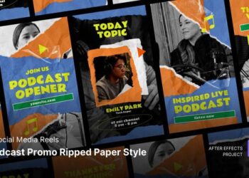 VideoHive Social Media Reels - Podcast Promo Ripped Papper Style After Effects Project Files 54946592