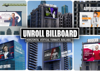 VideoHive Unroll Billboard Mockup – Realistic 3D Outdoor Advertising Display Kit 59529250