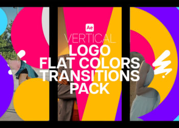 VideoHive Vertical Logo Flat Colors Transitions Pack 59392314