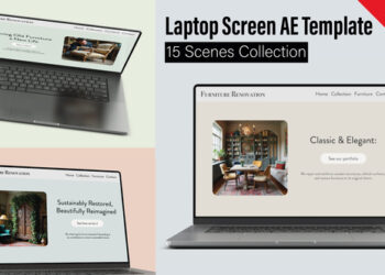 VideoHive Laptop Screen Mockup Collection - 15 Animated Scenes - AE Template 51277675