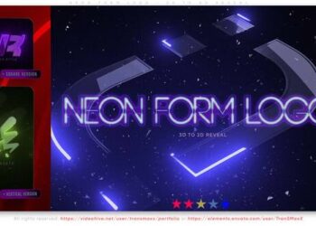 VideoHive Neon Form Logo – 3D to 2D Reveal 60349519