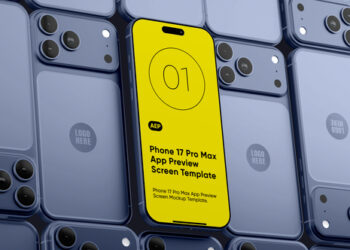 VideoHive Tiled Phone 17 App Preview Mockup Template 60362273