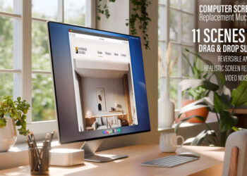 VideoHive Computer Monitor Screen Mockup | Bright Home Office Workspace | Ae Template | 11 Scenes 60925643