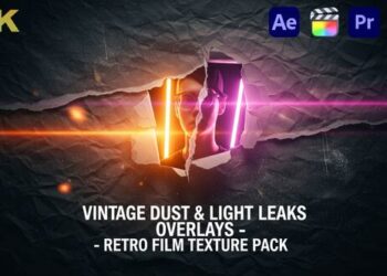 VideoHive Vintage Dust & Light Leaks Overlays – Retro Film Texture Pack 60872371