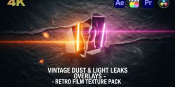VideoHive Vintage Dust & Light Leaks Overlays – Retro Film Texture Pack 60872371