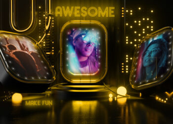 VideoHive 3D Luxury Neon Intro Gold Fun Slideshow 62111150