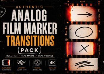 VideoHive Authentic Analog Film Marker Transitions Pack 4K \ Vertical Apple Motion 64247513